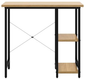 fekete-tölgyszínű MDF és fém számítógépasztal 80 x 40 x 72 cm