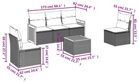 6 részes szürke polyrattan kerti ülőgarnitúra párnákkal