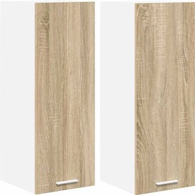 vidaXL Függő szekrény 2 pcs Sonoma tölgy és fehér 30 x 31 x 80 cm