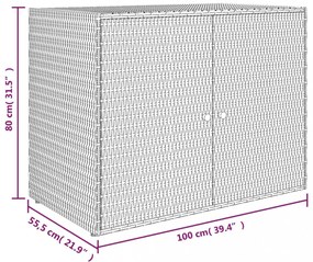 szürke polyrattan kerti tárolószekrény 100 x 55,5 x 80 cm