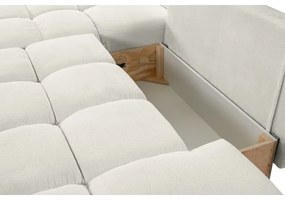 Kihúzható L-alakú kárpitozott sarokülőgarnitúra tárolóval ALMADA balos bézs