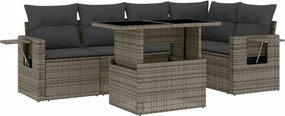 vidaXL 6 részes szürke polyrattan kerti ülőgarnitúra párnákkal