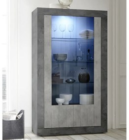 URBINO Oxidált-Beton Üveges szekrény 2 ajtós 110cm