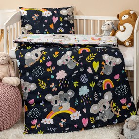 4Home gyermek pamut ágyneműhuzat kiságyba Koala rainbow, 100 x 135 cm, 40 x 60 cm