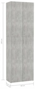 betonszürke szerelt fa irodaszekrény 60 x 32 x 190 cm