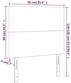 fekete szövet LED-es fejtámla 90x5x118/128 cm