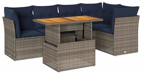 6 részes szürke polyrattan kerti ülőgarnitúra párnákkal