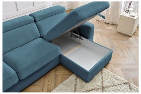 Kék kinyitható sarokkanapé (variálható) Monaco – Bobochic Paris