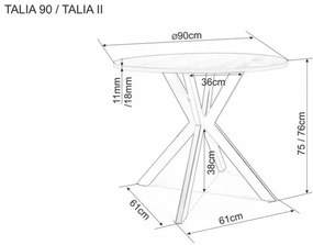 Talia II étkezőasztal kerek 90cm dió