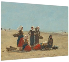 Kép - Eugène Boudin, Women on the Beach at Berck, reprodukciók (70x50 cm)