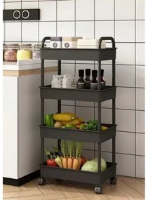 Polc kerekeken POZIO 39x27x95 cm fekete