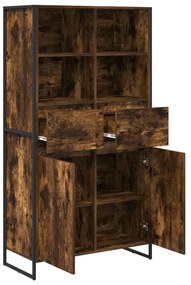 Széf fiókkal 2 pcs Füstös tölgy 81 x 36 x 150.5 cm Faanyag