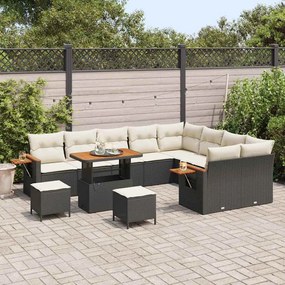 Kerti Kanapé Szett 12 pcs Fekete és krémszínű 90 x 55 x 71 cm