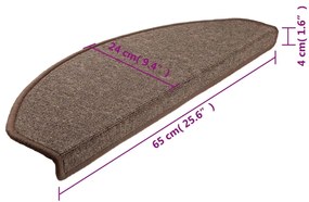 15 darab kávébarna lépcsőszőnyeg 65 x 24 x 4 cm