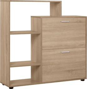 HOMCOM Fa Cipőtároló Polccal és Kockákkal - Cipőszekrény Előszobába, 101.5x25.5x98cm | Aosom