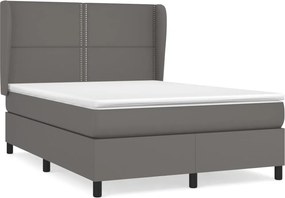vidaXL szürke műbőr rugós ágy matraccal 140x190 cm