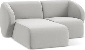 Világosszürke bársony sarokkanapé (bal oldali-heverő résszel) Lani – Makamii