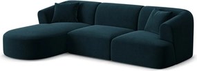 Petróleum színű bársony sarokkanapé (bal oldali-heverő résszel) Campi – Cosmopolitan Design