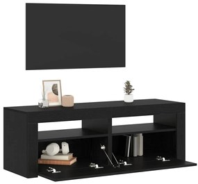 fekete tölgy szerelt fa TV-szekrény LED-ekkel 120x35x40 cm