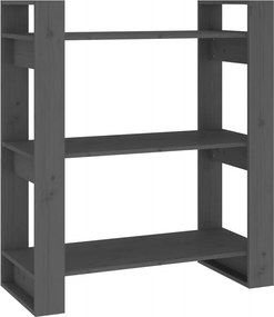 vidaXL szürke tömör fenyőfa könyvszekrény/térelválasztó 80x35x91 cm