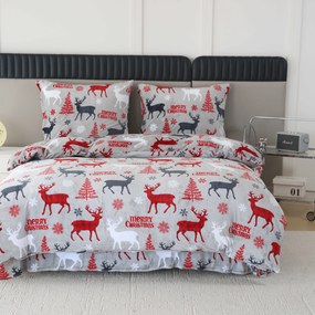 Mikropolár ágynemű MERRY CHRISTMAS DEER szürke Ágyneműhuzat mérete: 70 x 90 cm | 140 x 220 cm