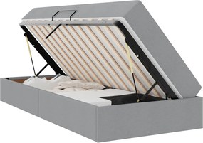 vidaXL Ágy tárolóval és matraccal Világosszürke 90 x 200 cm Poliészter