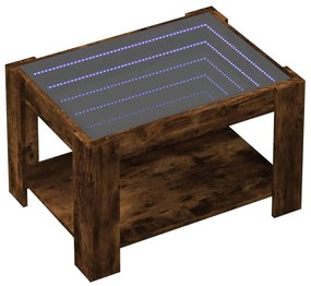 Füstös tölgy szerelt fa dohányzóasztal LED-del 73 x 53 x 45 cm