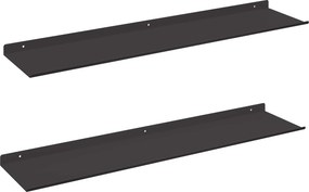 vidaXL Lebegő polc Falra szerelhető 2 pcs Fekete 80 x 18 x 2,5 cm Acél