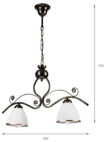 Csillár láncon RETRO 2xE27/60W/230V bronz/patinás