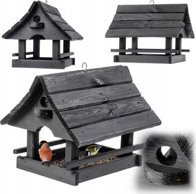 Madáretető Nagy Prémium Fa Házikó Lógó Szürke Fülke Ajándék