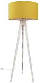 Állólámpa háromlábú állvánnyal, fehér színben, sárga szövetbúrával, 50 cm - Tripod Classic