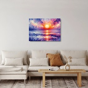 Üveg kép - Színes művészi naplemente (70x50 cm)