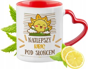 Piros bögre szív alakú füllel szurkolóknak ajándékba