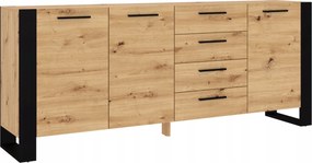 Nuka K komód 197 cm 4 fiókos tölgy artisan fekete
