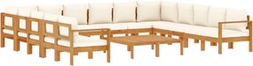 vidaXL 10 részes tömör akácfa kerti ülőgarnitúra párnával
