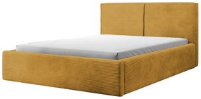 Franciaágy 180 cm Fatime (ágyráccsal) (tárolóhellyel) (mustár + fekete). 1099168