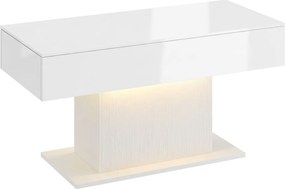 HOMCOM Dohányzóasztal tárolóval, LED magasfényű, modern, 2 fiókkal és távirányítóval, fehér