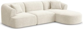 Bézs kordbársony sarokkanapé (jobb oldali-heverő résszel) Campi – Cosmopolitan Design