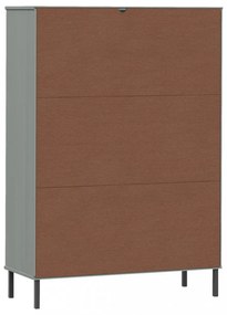 OSLO szürke tömör fa könyvszekrény fém lábakkal 90x35x128,5 cm