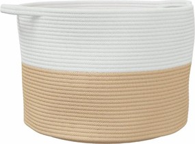 vidaXL bézs-fehér pamut szennyeskosár Ø55 x 36 cm