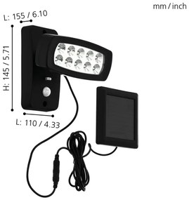 Eglo 98187 - PALIZZI LED/1,2V IP44 napelemes fali lámpa érzékelővel