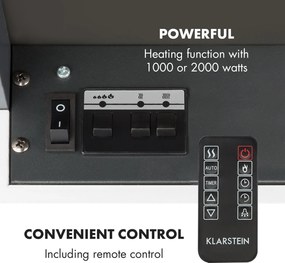 Klarstein Studio Light & Fire 1, elektromos kandalló, 1000/2000 W, MDF, távirányító, fehér
