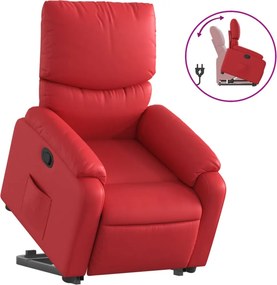 vidaXL piros műbőr felállást segítő dönthető fotel