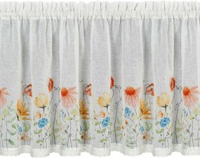 Irigy Hónaljmirigy kész függöny Nati 60x150 cm fehér, virágos alagút a konyhába