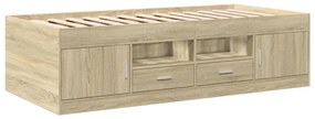 sonoma tölgy kanapéágy fiókkal matrac nélkül 100x200 cm