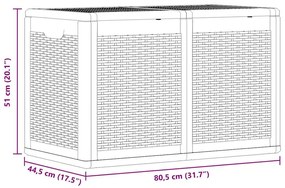 szürke PP rattan kerti tárolóláda 180 L