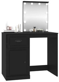 fekete szerelt fa pipereasztal LED-del 90 x 50 x 132,5 cm