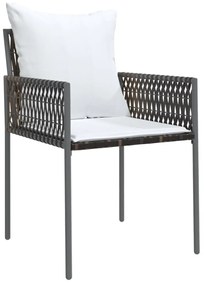 4 db barna polyrattan kerti szék párnával 54x61x83 cm