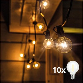 BRILAGI - LED Kültéri díszlánc GIRLANDA 10xE12 8m fekete IP44 meleg fehér