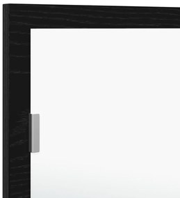 LED tükör fürdőszobához fekete tölgyből, 100x8,5x37 cm mérnöki fa
